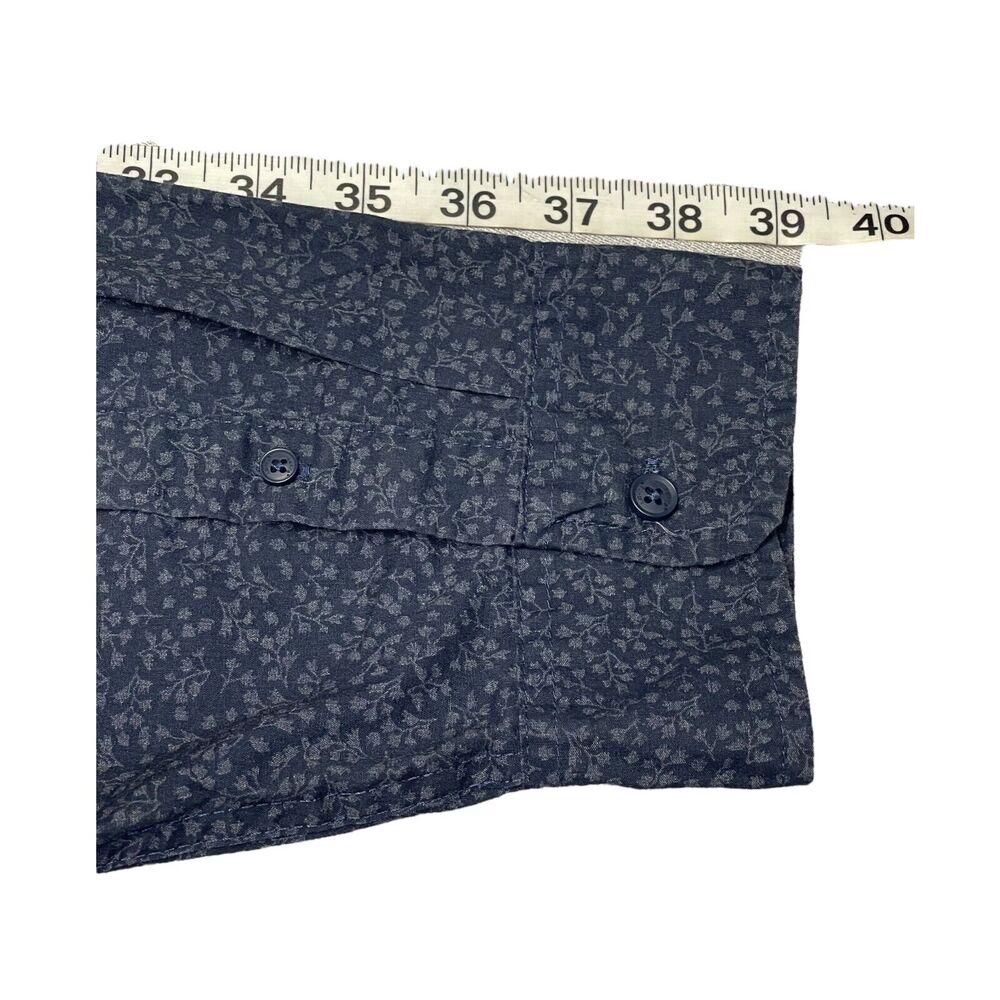 Vintage Levi's Shirt Men's 2XL Blue Floral Cotton Pleated Long Sleeve Button-Up - Picture 7 of 7